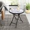 Black Metal Folding Side Table 18 Inch Round Compact Patio Coffee Table with Easy Storage